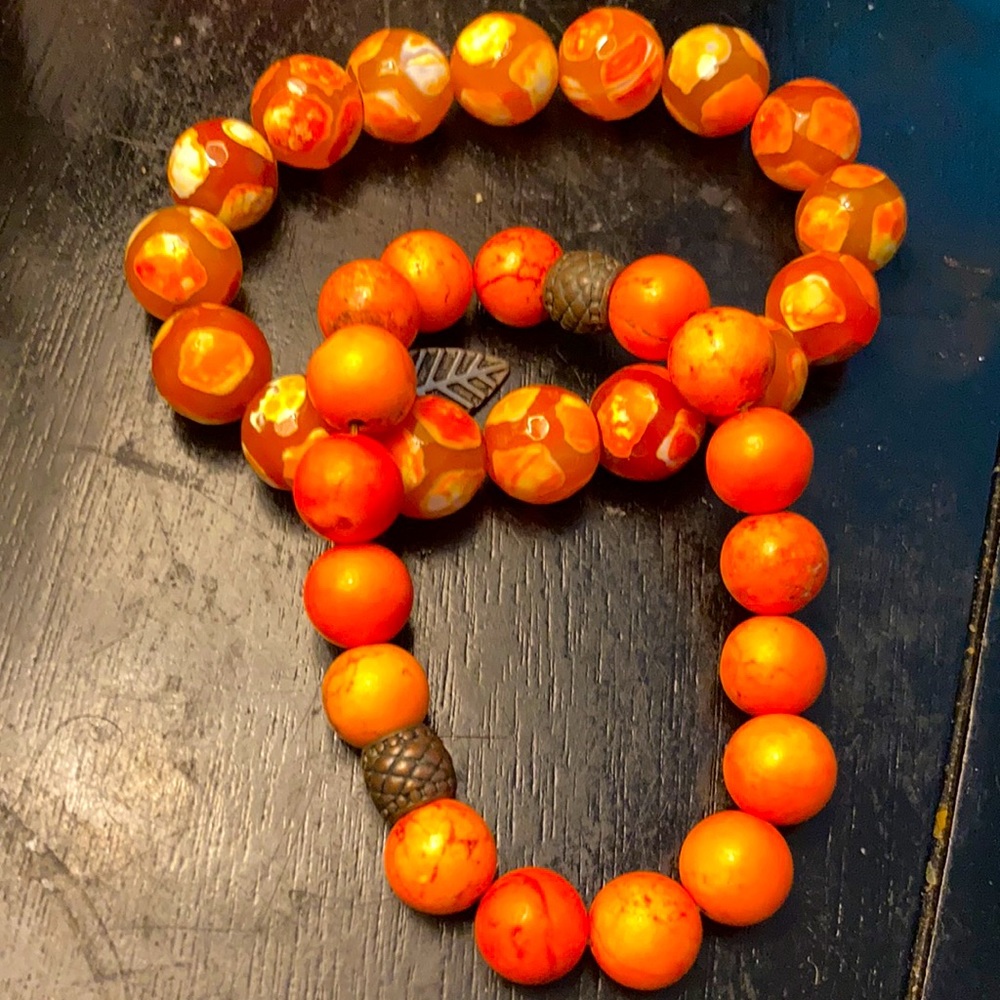 Orange stone bead bracelet